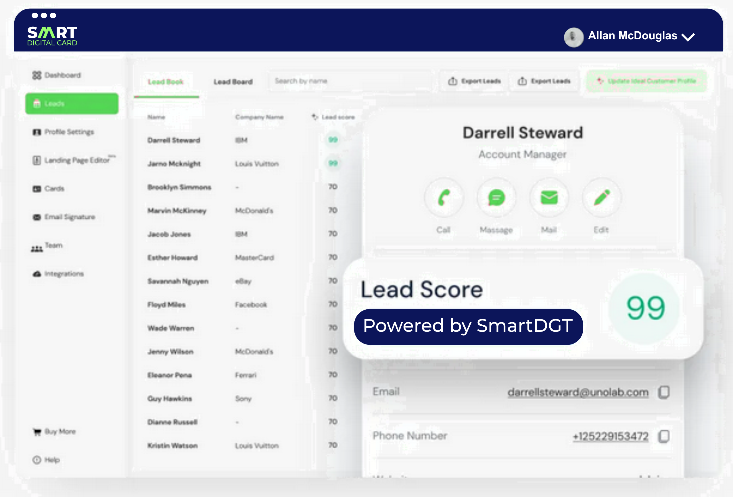 Smart Business Cards: Monitor and Structure New Leadss